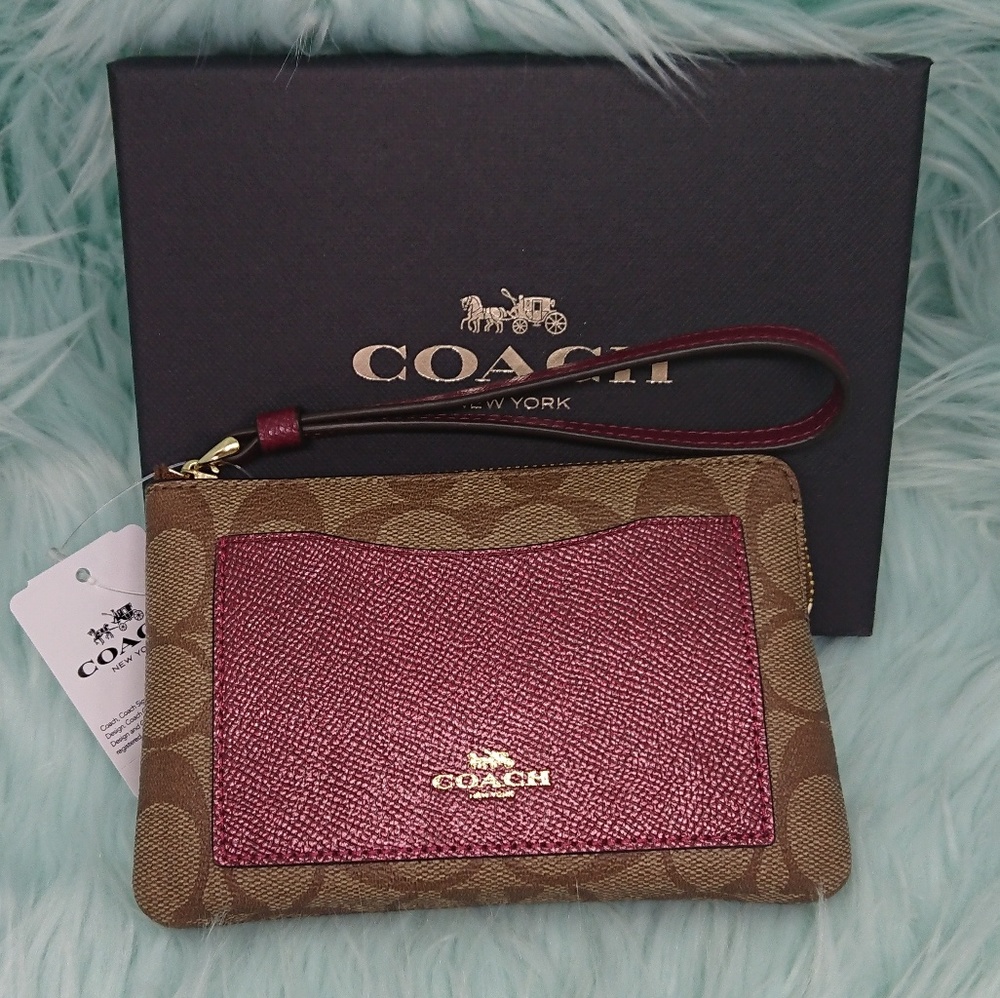 Coach Wristlet with Metallic colorblock pattern
